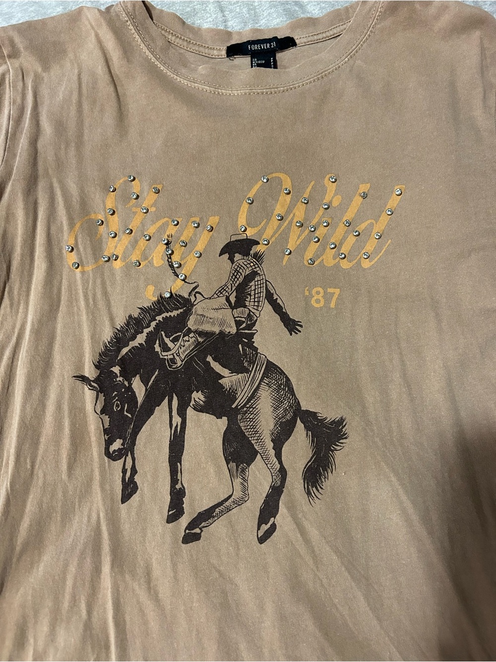 Forever 21 Tan Graphic Cowboy Tee